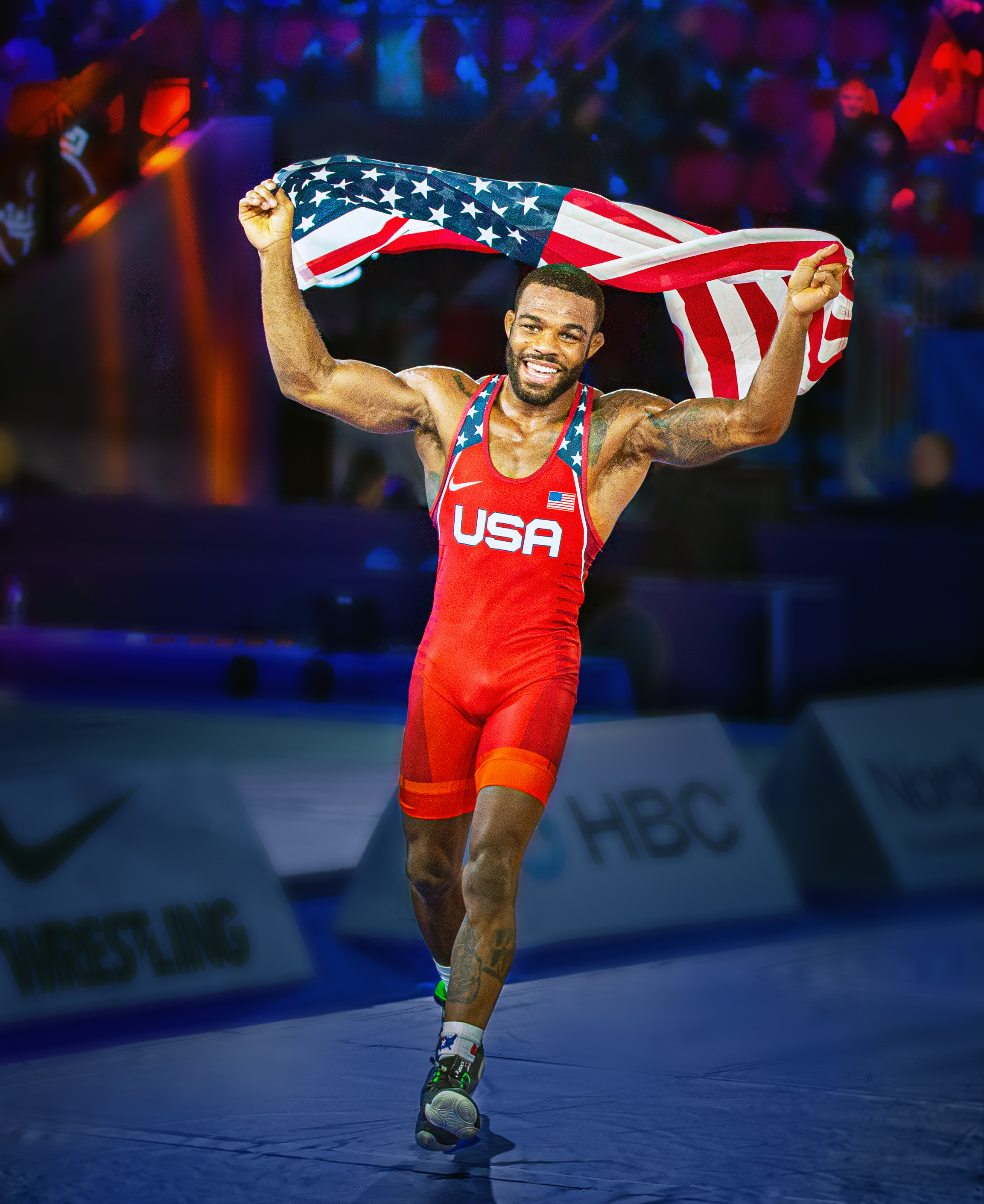 Portrait of American 5 Champion World : Jordan Ernest BURROUGHS.